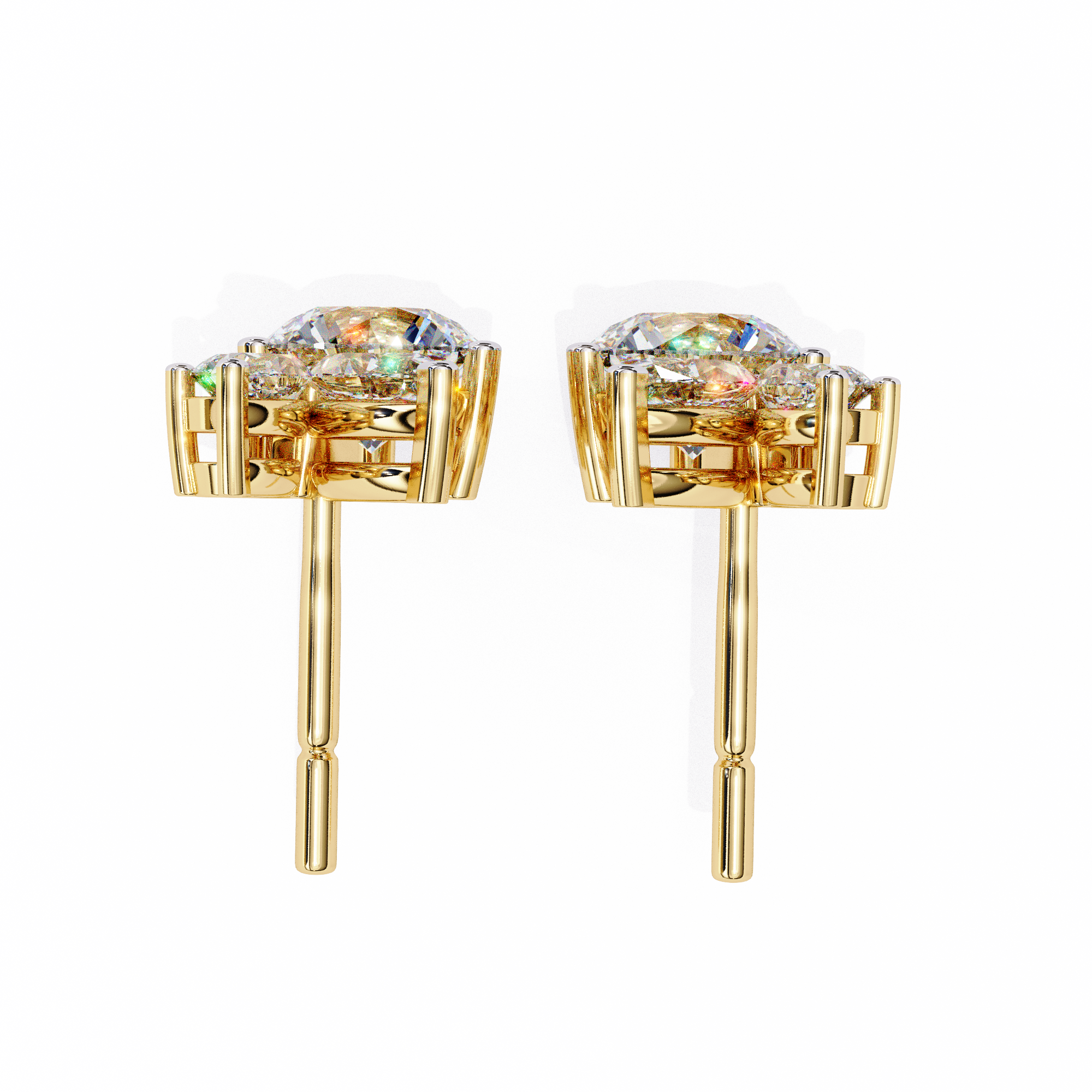 Solitairekart 1.43ct Round & Marquise Cut Natural Diamond Stud Earrings-HI Color, VS-SI Clarity